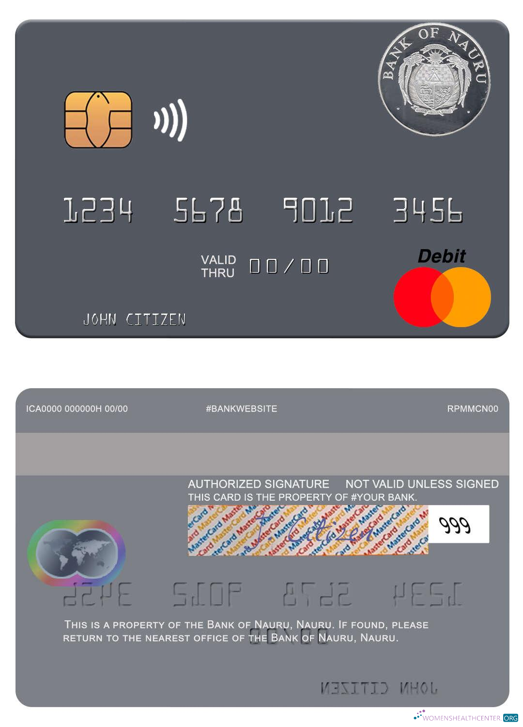 Download Nauru Bank of Nauru mastercard Photoshop template